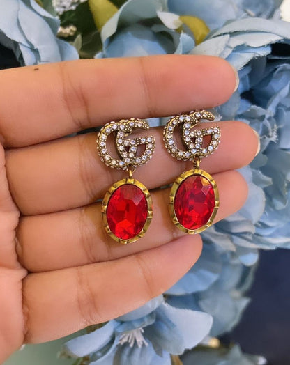GG CRYSTAL DROP EARRINGS (COLOURS AVAILABLE)