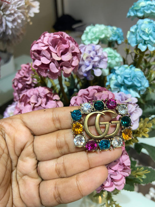 GG multicolour stone brooch